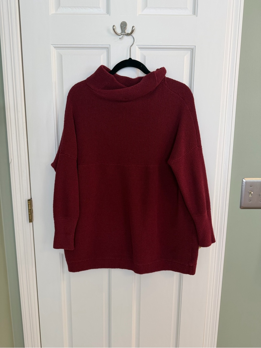Free People Burgundy Oversized Cowl Neck Sweater
